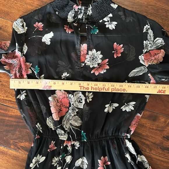 Love, Fire | Synthetic Mock Neck black floral midi dress - Picture 12 of 15